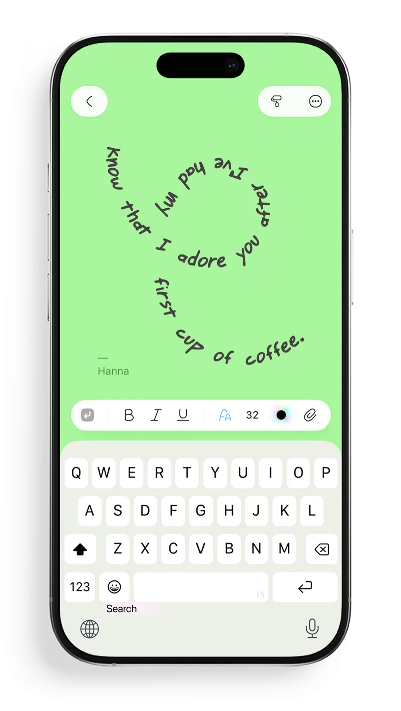 FontNotes Text to Path feature showing a sentence flowing along a hand-drawn spiral path