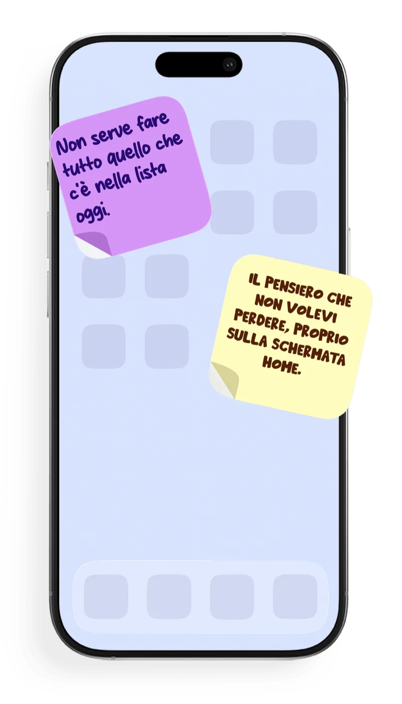Widget di note FontNotes sulla schermata Home di un iPhone o iPad